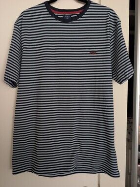 Striped Crew Neck Men’s Shirt in Light Blue and Navy